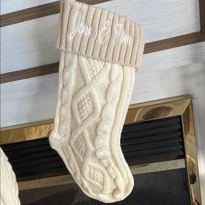 Cream Knit Holiday Stocking